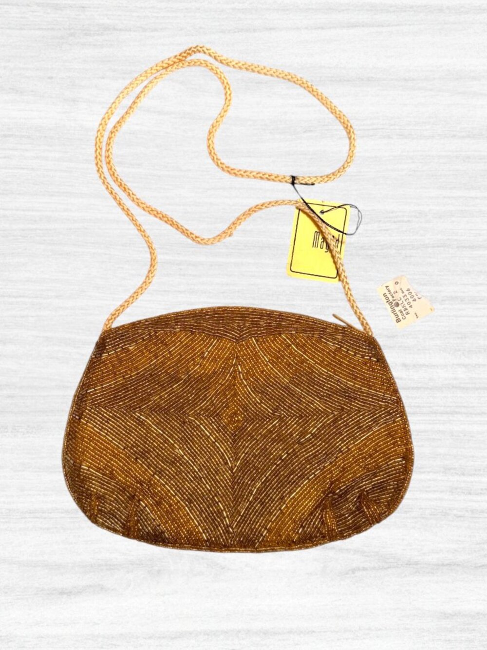 Magid Gold Beaded Evening Shoulder Bag Art Deco Geometric Formal Purse NWT